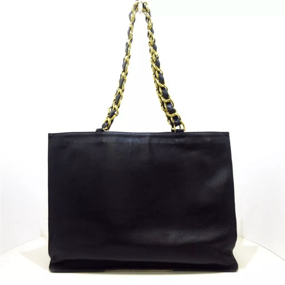 SOLD Chanel Vintage Black Large CC 24k plated gold chain tote - Picture 4 of 13